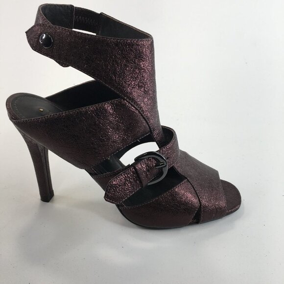 Caressa Grace Metallic Cooper Leather Ankle Strap Heels Size 6.5M - Picture 12 of 14